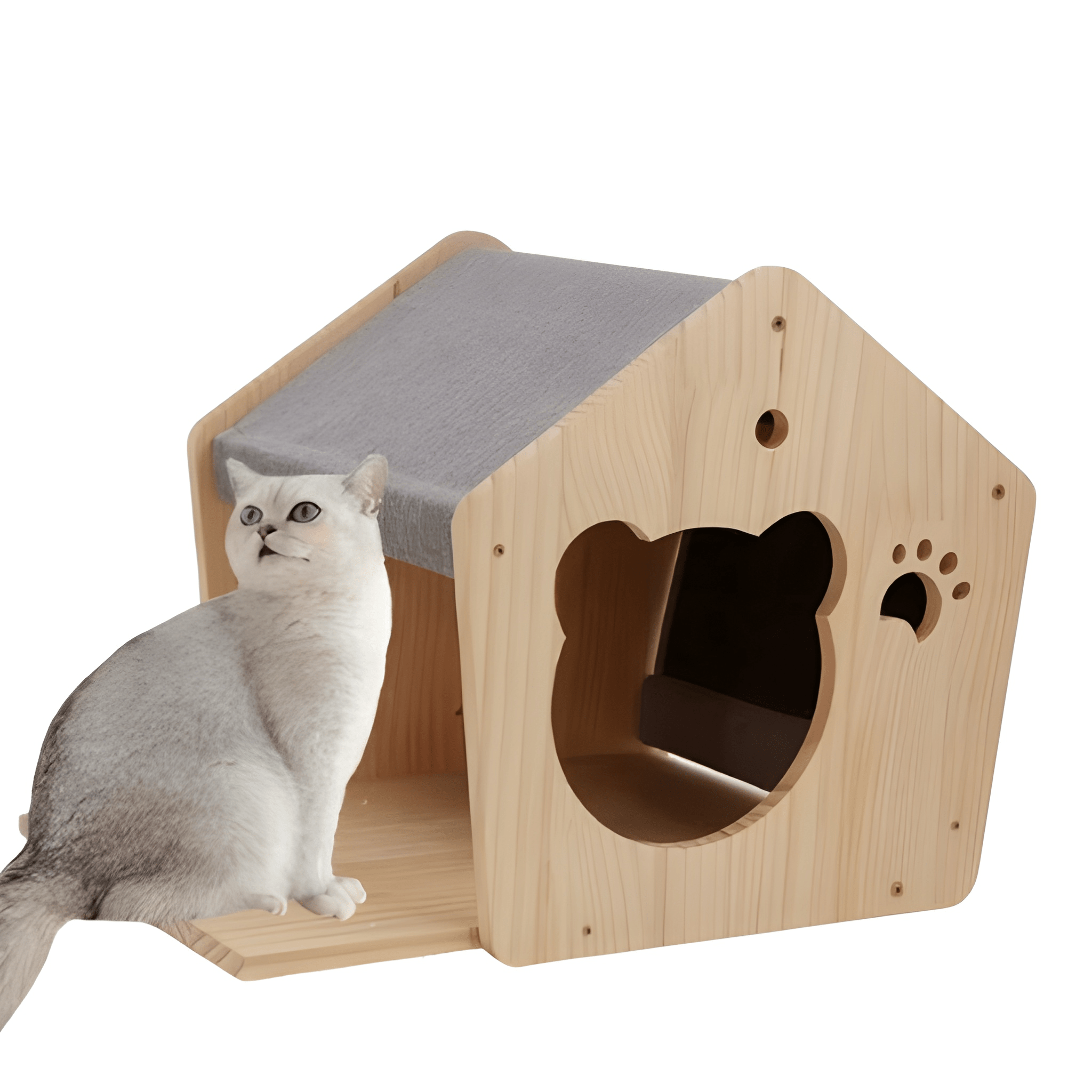 Oak & Paws- Cat Wall Mounted Wooden House